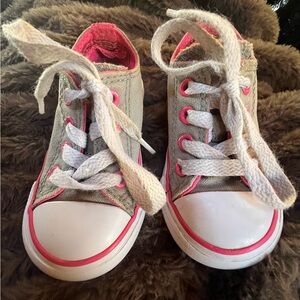 Kids Canvas Sneakers with Pink Trim